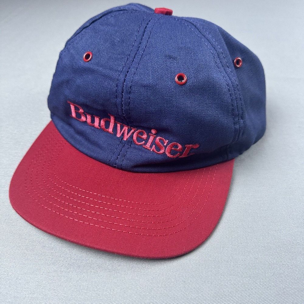 Vintage Budweiser Hat Snapback Blue Red Embroidered Made In USA One Size Cap
